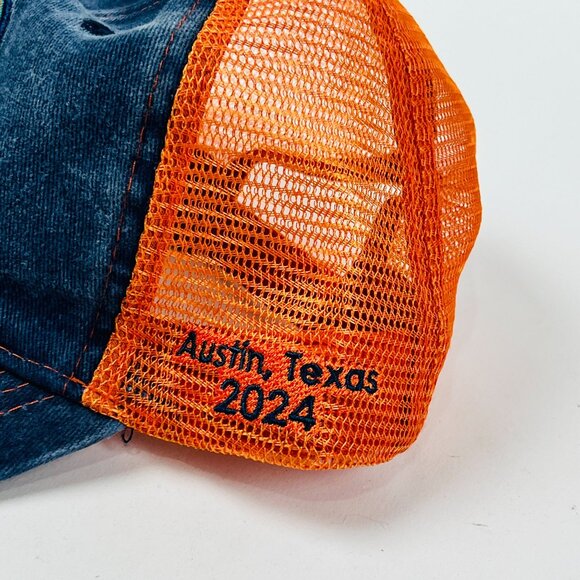 Neon Moon Austin Texas 2024 Mesh Back Blue Orange  Trucker Adjustable Hat - Picture 2 of 3